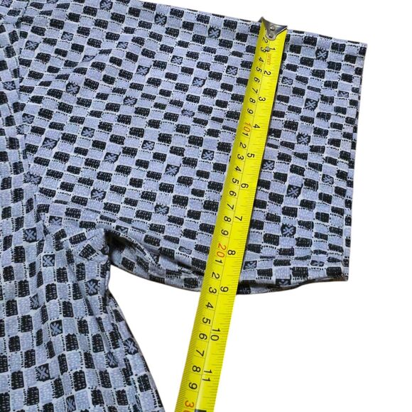 Lucio Romano Short Sleeve Checker Button Down Mens Shirt Size Large Cotton Blend - Picture 6 of 8